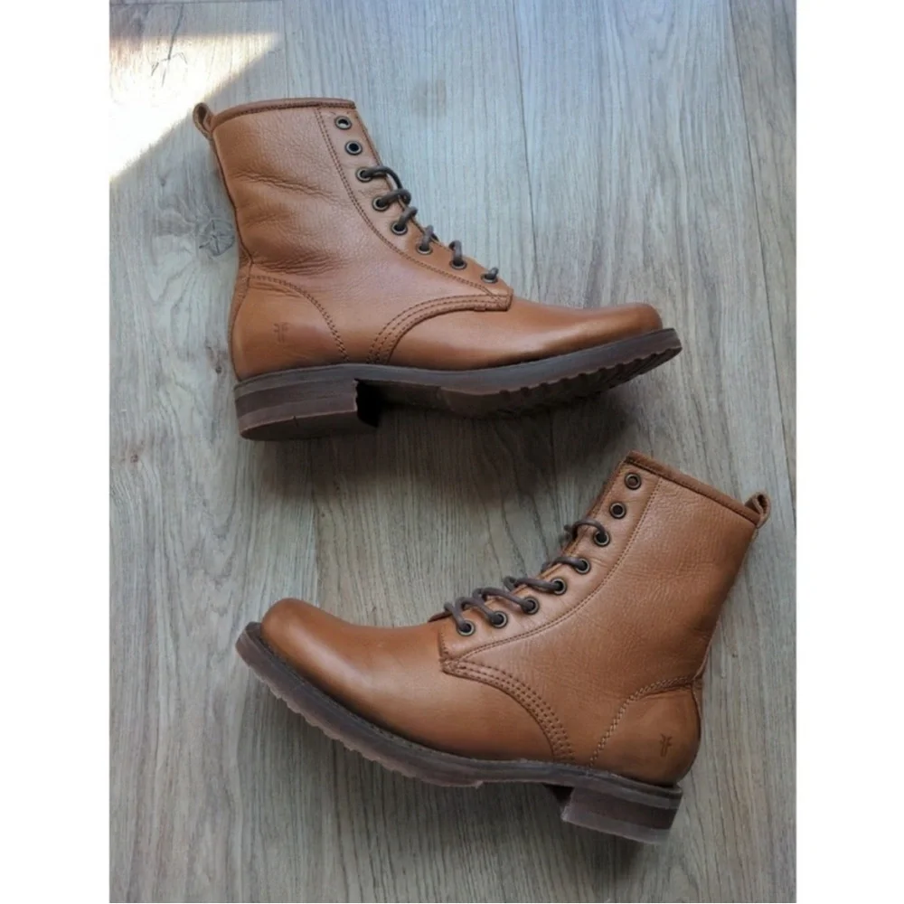 Frye Veronica Combat Boot Women’s US 7 Camel Leather Lace-Up - Picture 11 of 11